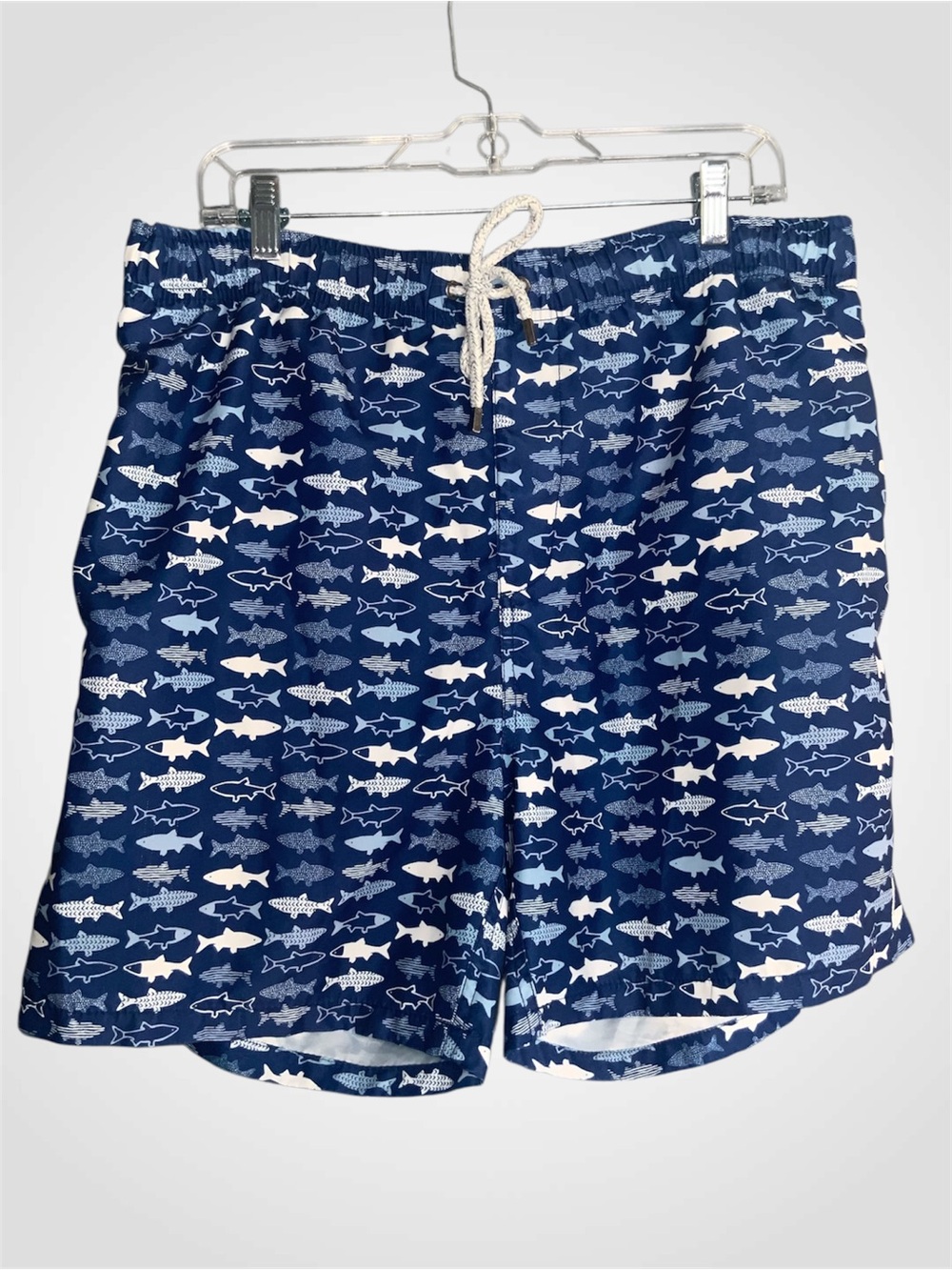 The Endless Summer Men's Navy Shark-Pattern Swim Trunks With Pockets XXL